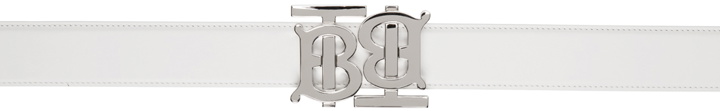 Photo: Burberry White Leather Double Monogram Belt