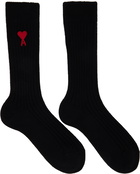 AMI Paris Three-Pack Black Ami de Cœur Socks