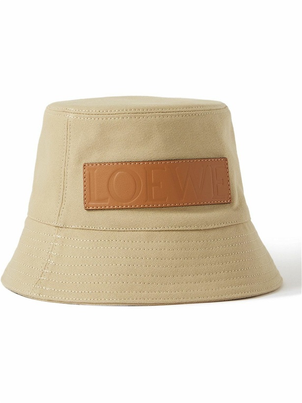 Photo: Loewe - Paula's Ibiza Logo-Appliquéd Cotton-Twill Bucket Hat - Neutrals