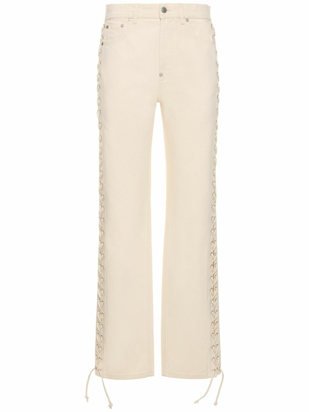 Photo: STELLA MCCARTNEY Side Lace Mid Rise Straight Denim Jeans