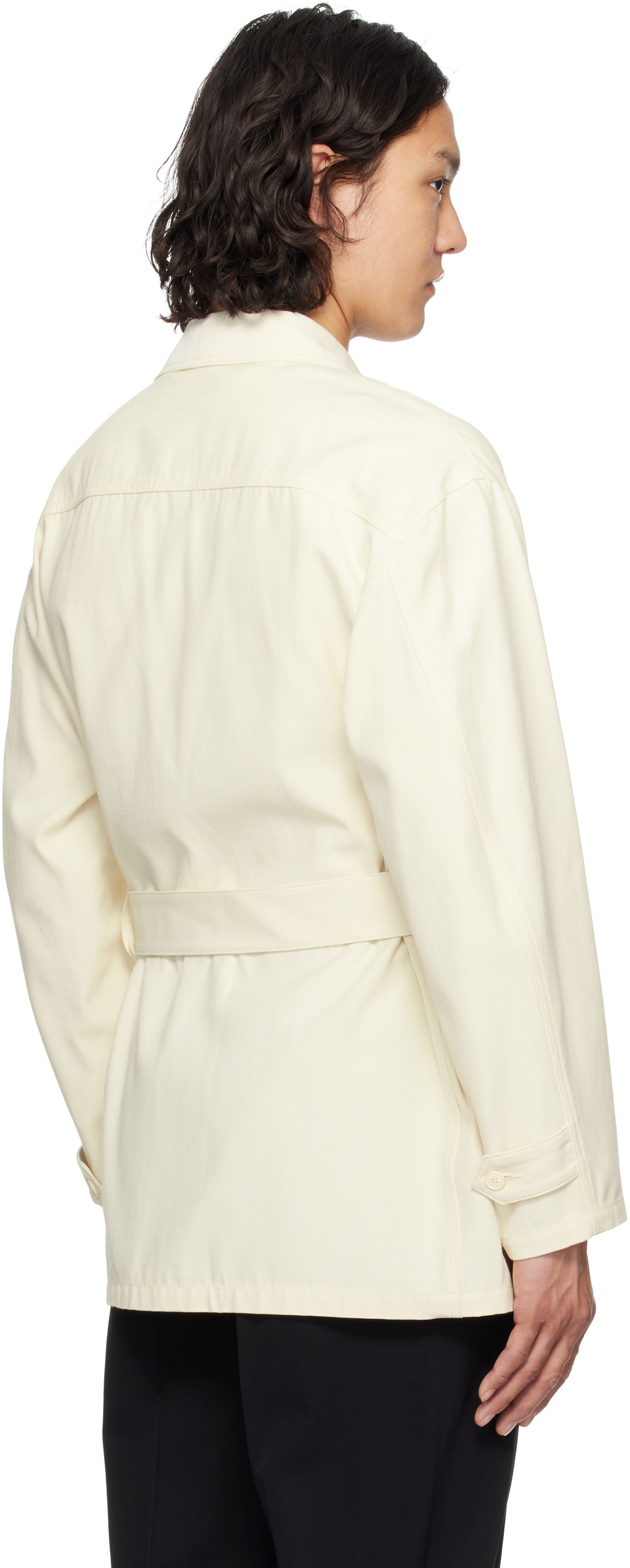 YLÈVE Off-White Viscose Cotton Coverall Jacket