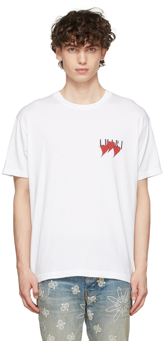 AMIRI White Three Heart T-Shirt Amiri
