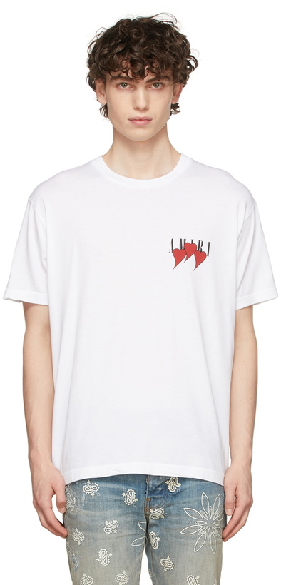 Photo: AMIRI White Three Heart T-Shirt