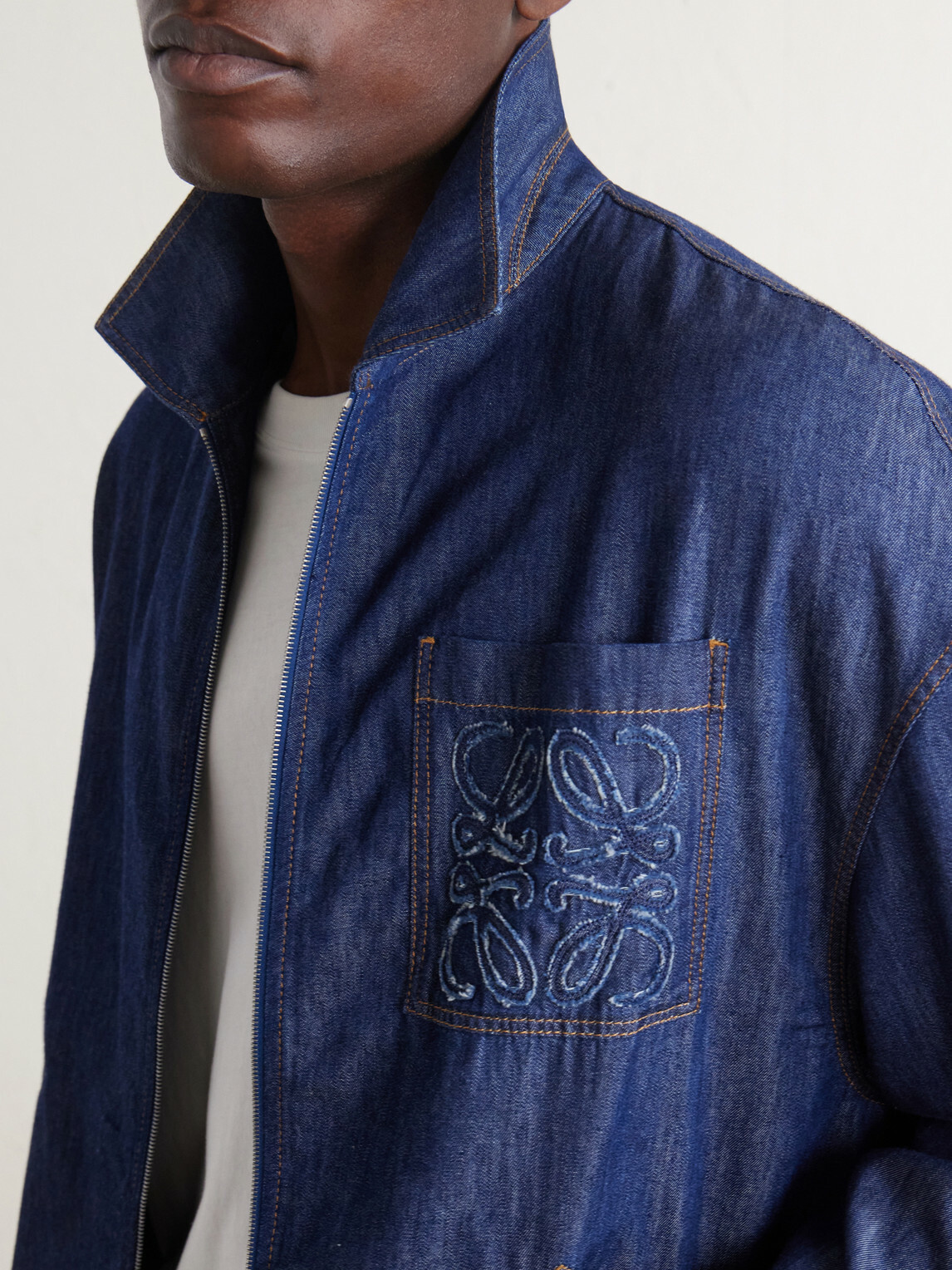 LOEWE - Anagram-Appliqué Cotton Chambray Jacket - Blue
