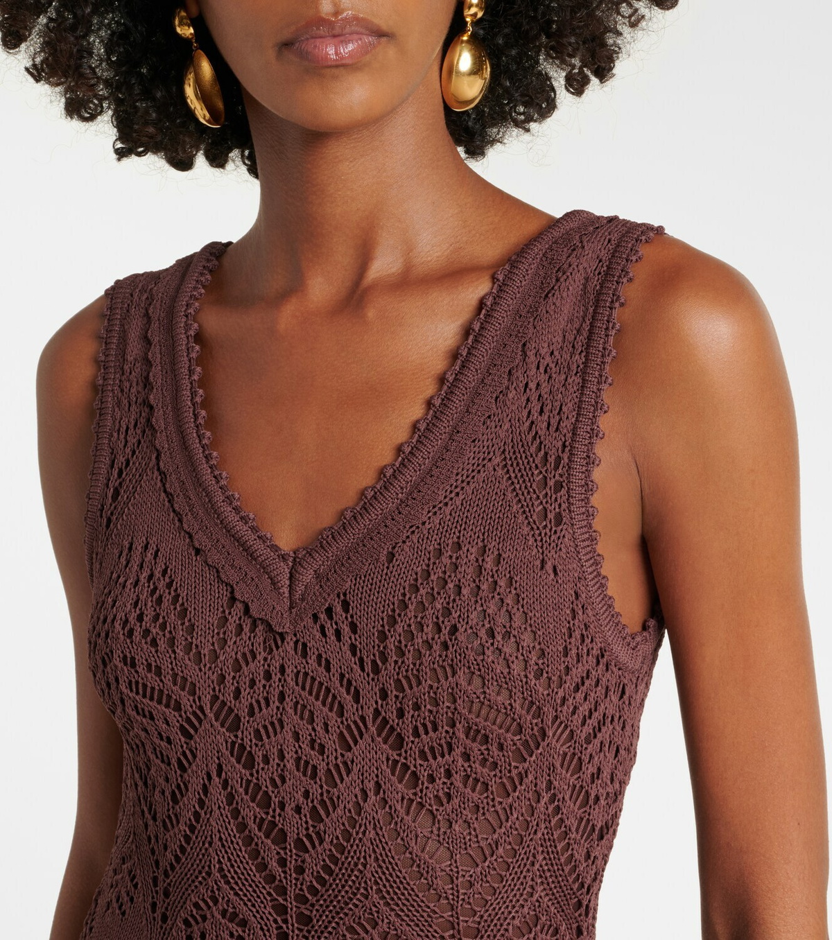 Staud Roan open-knit midi dress