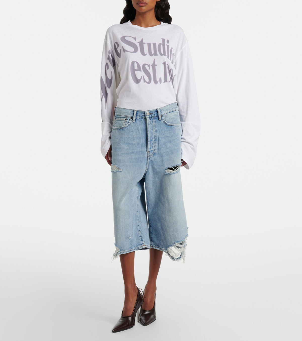 Acne Studios Distressed denim Bermuda shorts