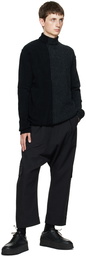 Isabel Benenato Black & Gray Paneled Turtleneck