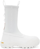Heron Preston White Leather Security Sock Boots