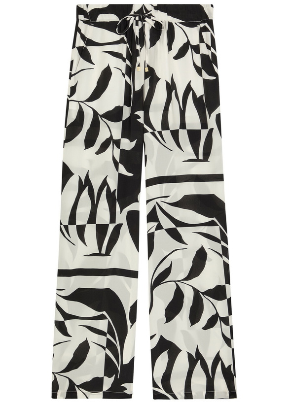 Photo: Max Mara Voto Printed Wide-leg Silk Trousers Black