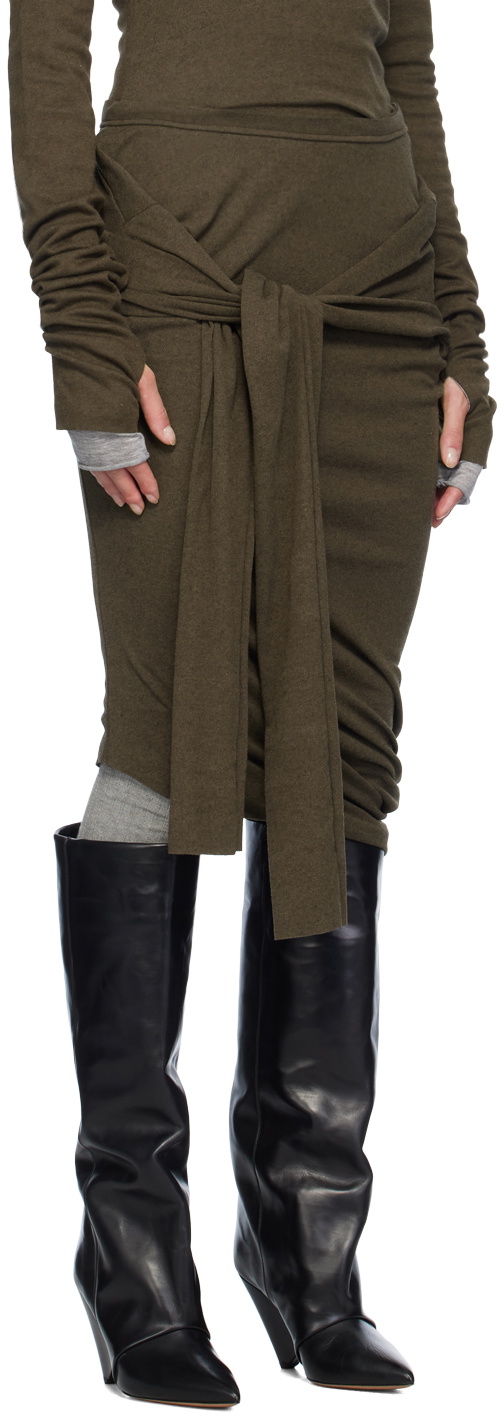 Edward Cuming Khaki Banana Twist Midi Skirt