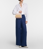 Loro Piana Leather-trimmed raffia tote bag