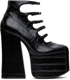 Marc Jacobs Black 'The Croc Embossed Kiki' Heels