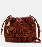Chloé Mini leather-trimmed raffia bucket bag