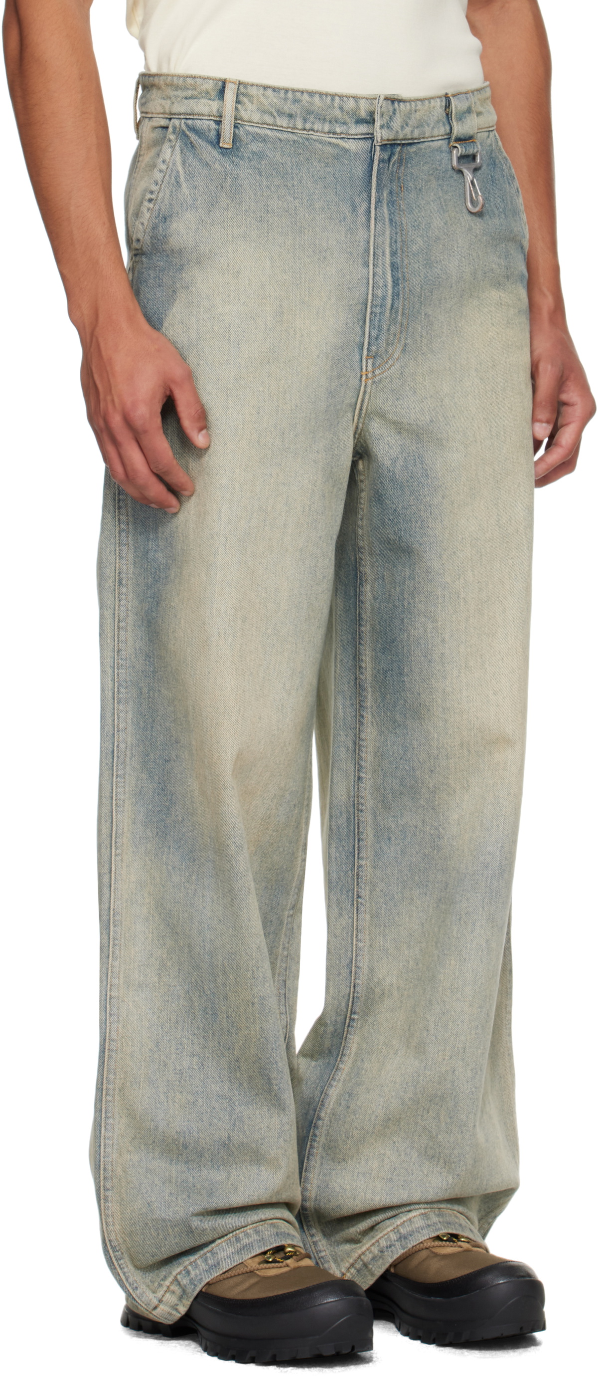 Reese Cooper Blue Concealed Button Straight Leg Jeans