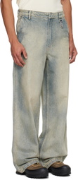 Reese Cooper Blue Concealed Button Straight Leg Jeans