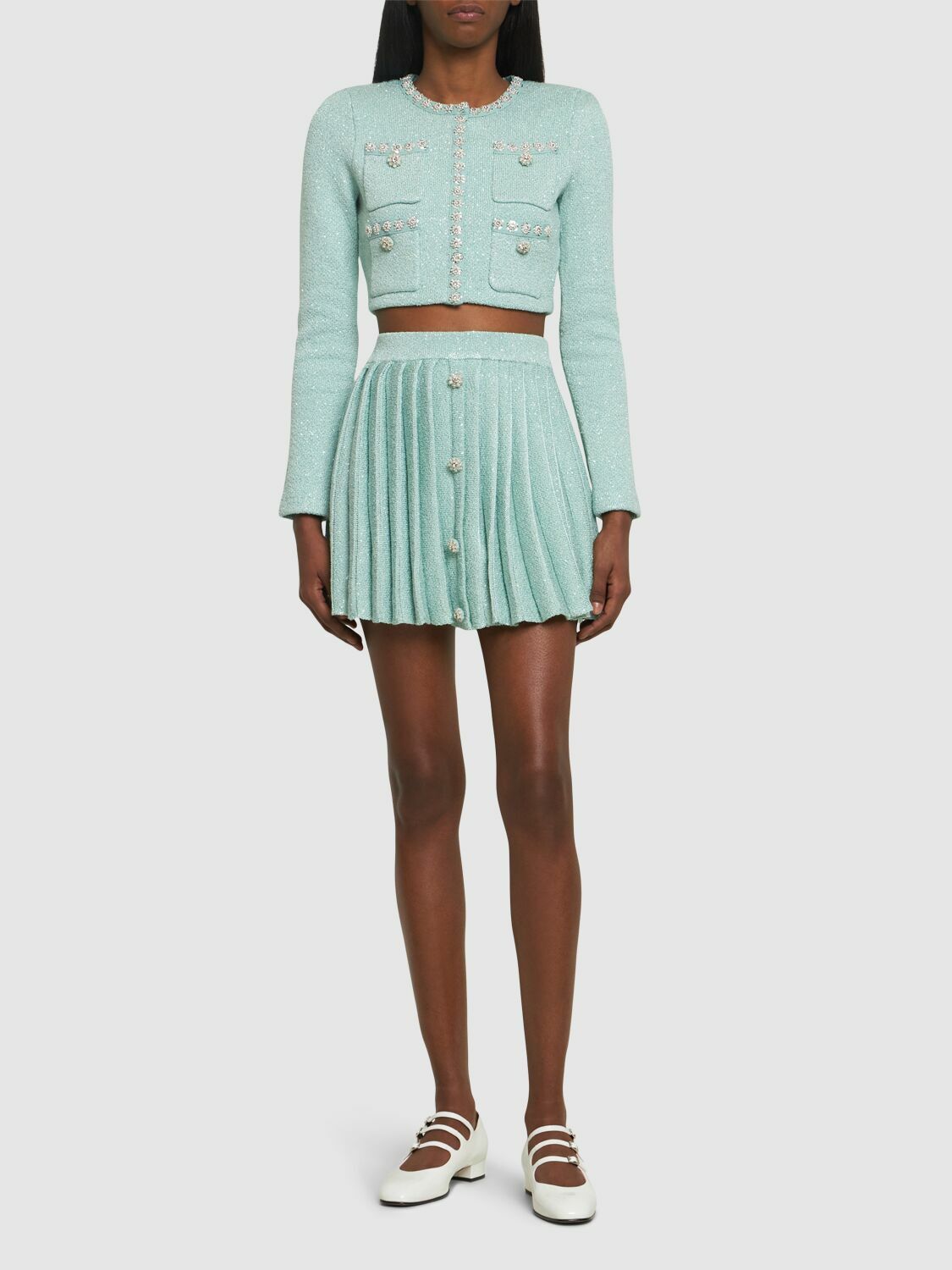 SELF-PORTRAIT - Pleated Knit Skirt Self-Portrait