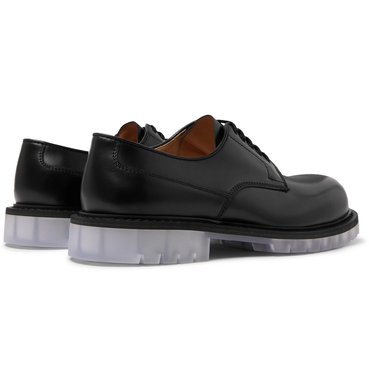 Bottega Veneta - Clear Sole Polished-Leather Derby Shoes - Black