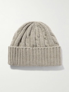 CELINE - Logo-Embroidered Cable-Knit Cashmere Beanie