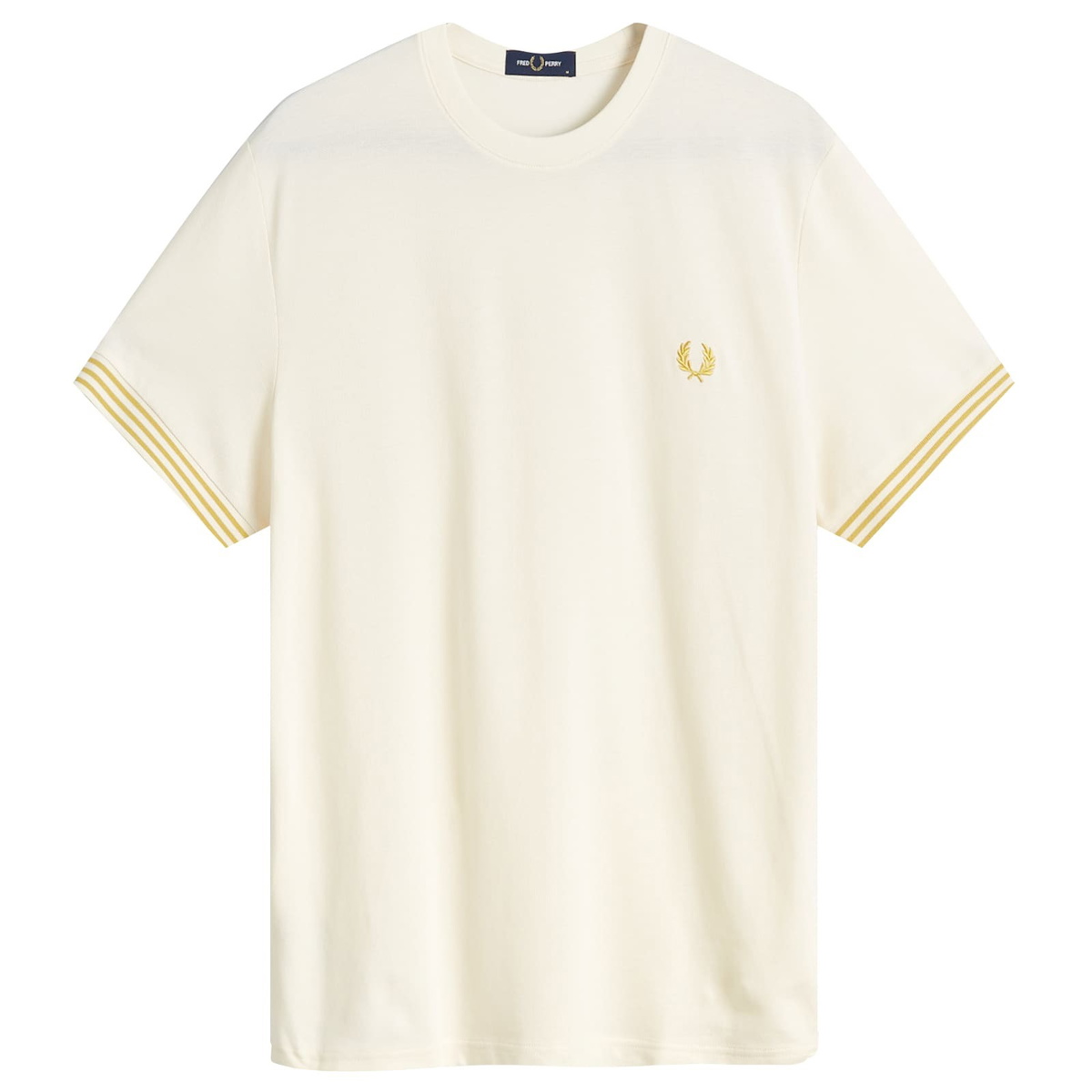 Fred Perry Men's Striped Cuff T-Shirt in Ecru/Honeycomb Fred
