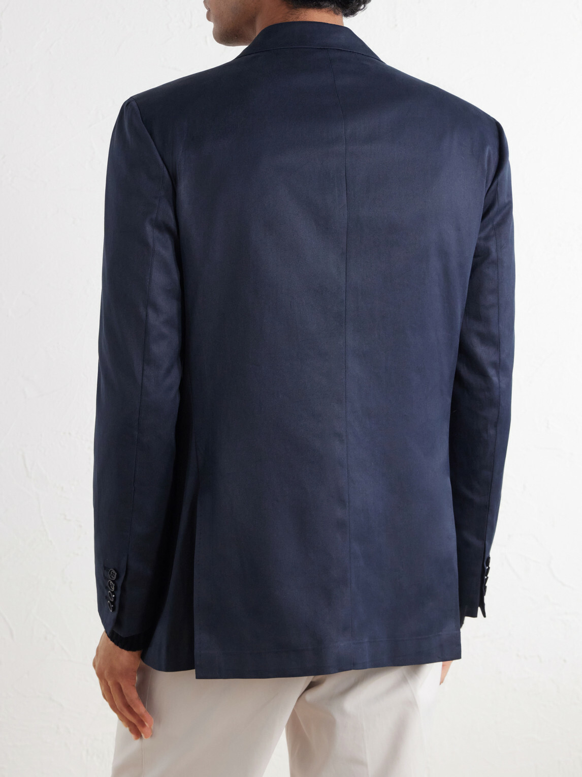 Kiton - Double-Breasted Cotton-Twill Blazer - Blue