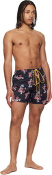 Rhude Black & Red Turbo Floral Swim Shorts