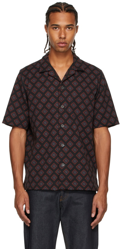 Photo: Dries Van Noten Black Jersey Printed Short Sleeve Shirt
