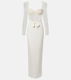 Alessandra Rich Bow-detail lace-trimmed cady gown