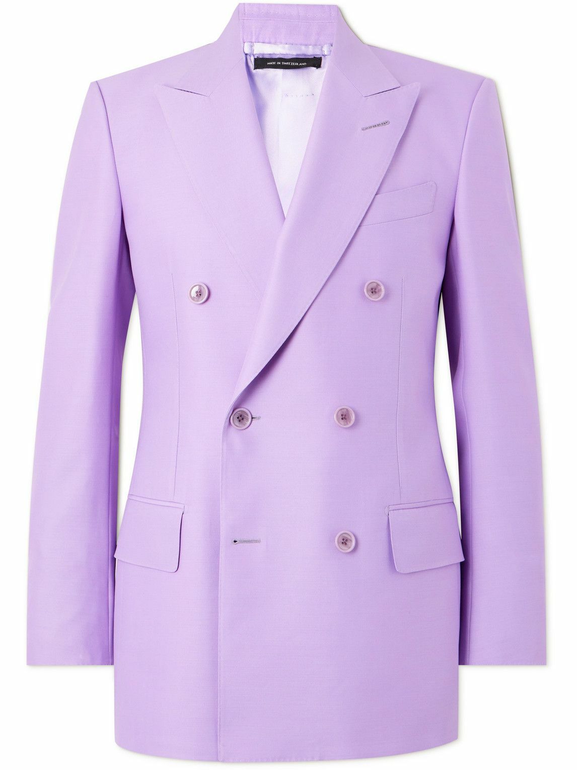TOM FORD - Double-Breasted Wool and Silk-Blend Suit Jacket