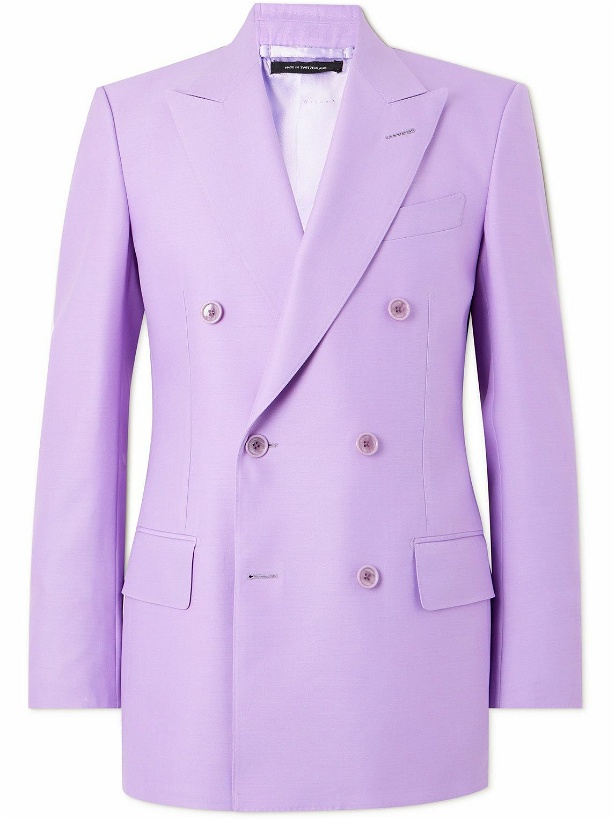 Photo: TOM FORD - Double-Breasted Wool and Silk-Blend Suit Jacket - Purple