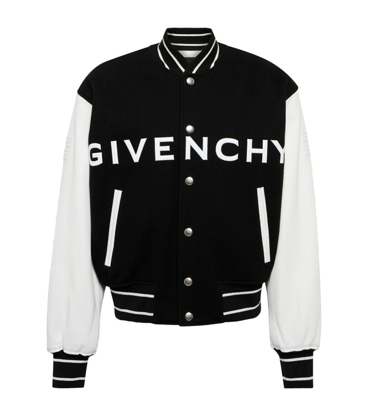 Photo: Givenchy - Wool-blend and leather bomber jacket