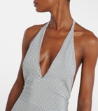 Miu Miu Striped silk crêpe de chine midi dress