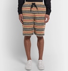 Burberry - Shell-Trimmed Striped Fleece Drawstring Shorts - Brown