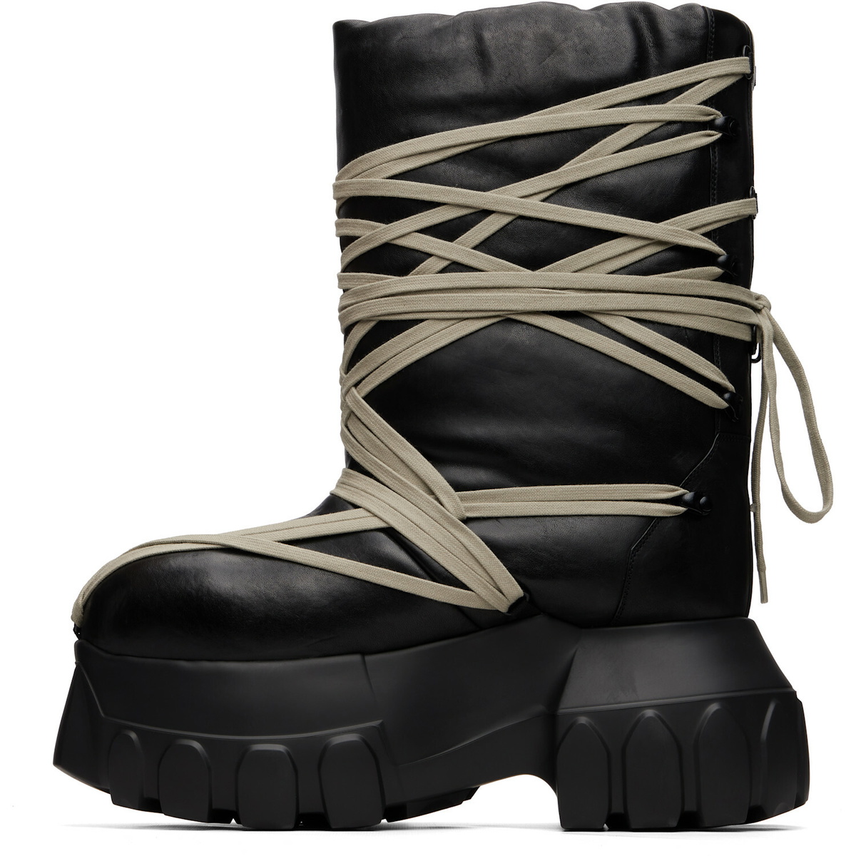 Rick Owens Black Tower Megalace Tractor Boots
