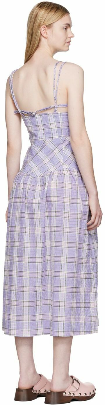 GANNI Purple Seersucker Midi Dress