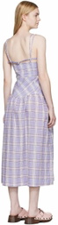 GANNI Purple Seersucker Midi Dress