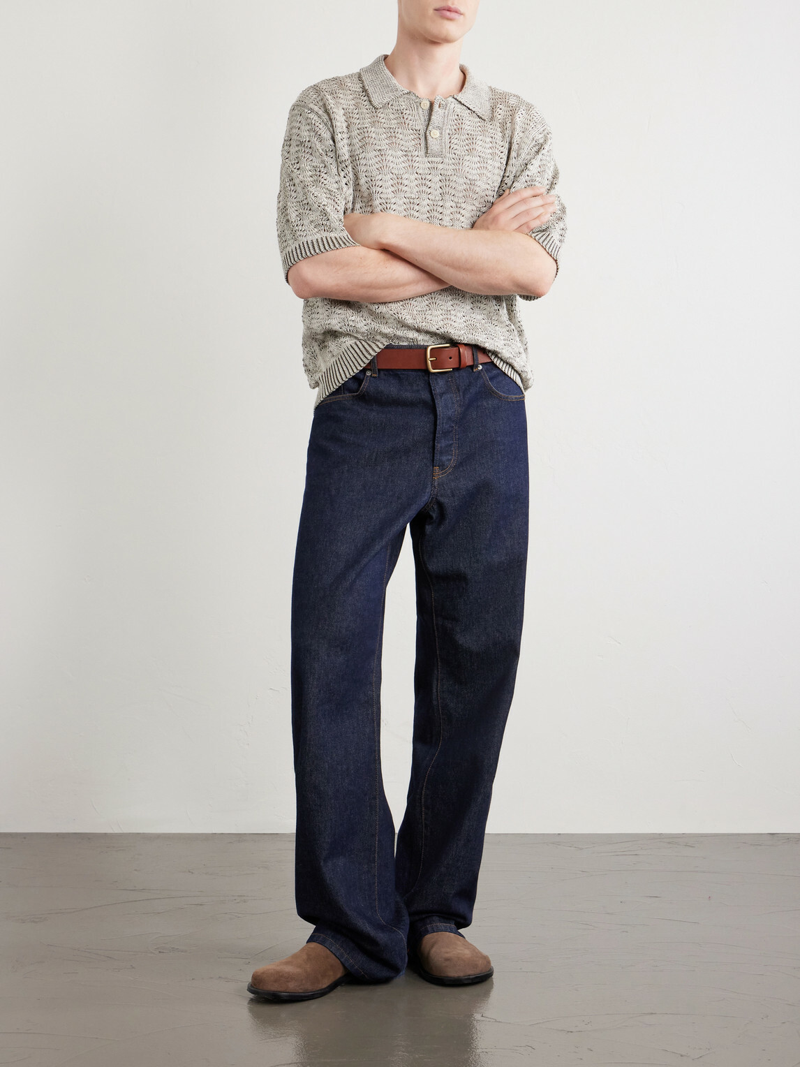 Corridor - Open-Knit Pima Cotton Polo Shirt - Gray