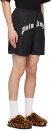 Palm Angels Black Printed Swim Shorts