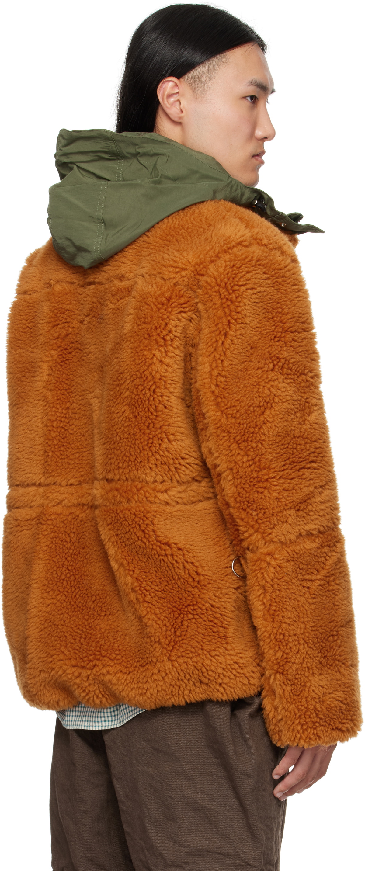sacai Orange & Khaki Fleece & Grosgrain Jacket