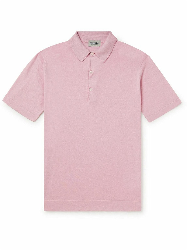 Photo: John Smedley - Mycroft Sea Island Cotton Polo Shirt - Pink