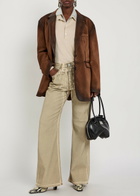 Acne Studios Layered-effect Silk and Wool-blend Polo top Beige