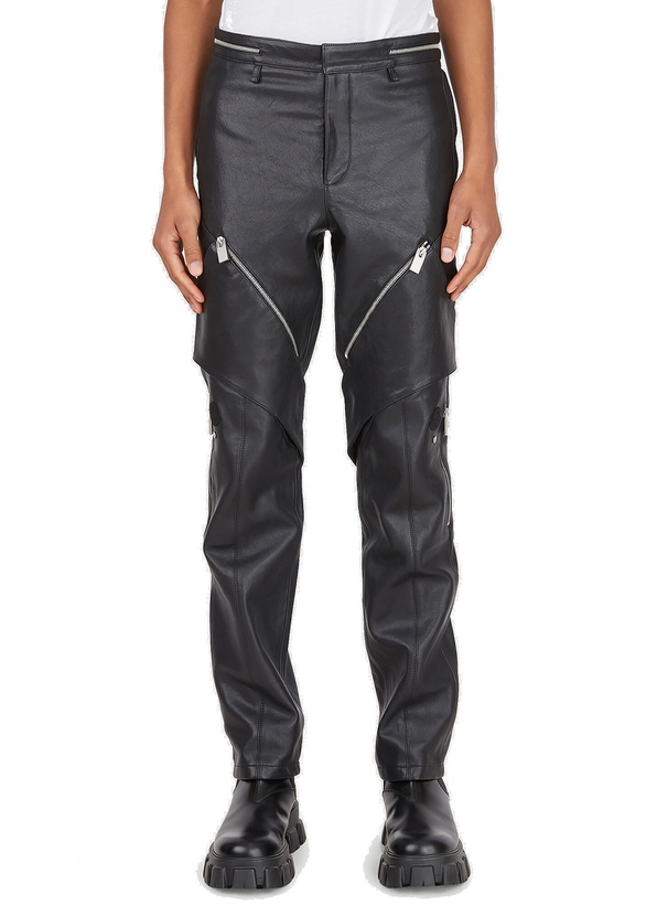 Photo: Zip Trim Leather Pants in Black