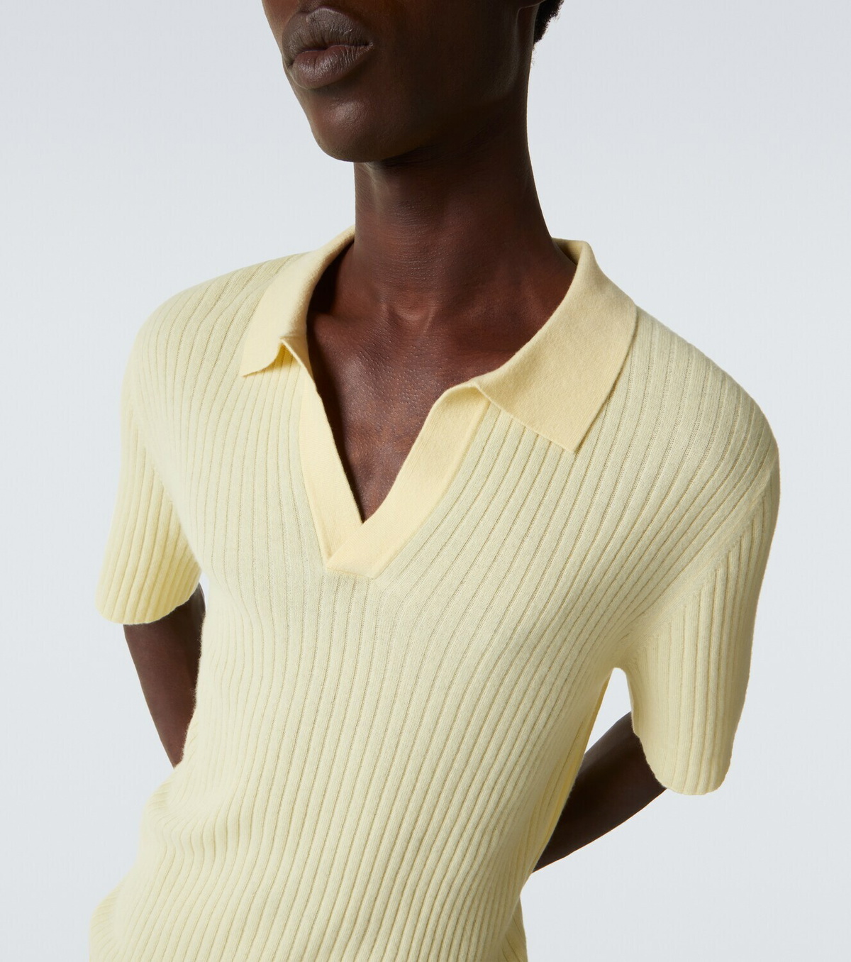 Arch4 Ribbed-knit cashmere polo shirt