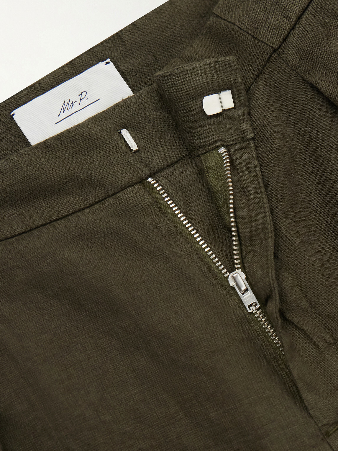 Mr P. - Straight-Leg Pleated Linen Shorts - Green