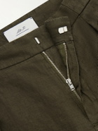 Mr P. - Straight-Leg Pleated Linen Shorts - Green