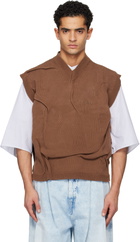 Hed Mayner Brown Knit Sweater Vest