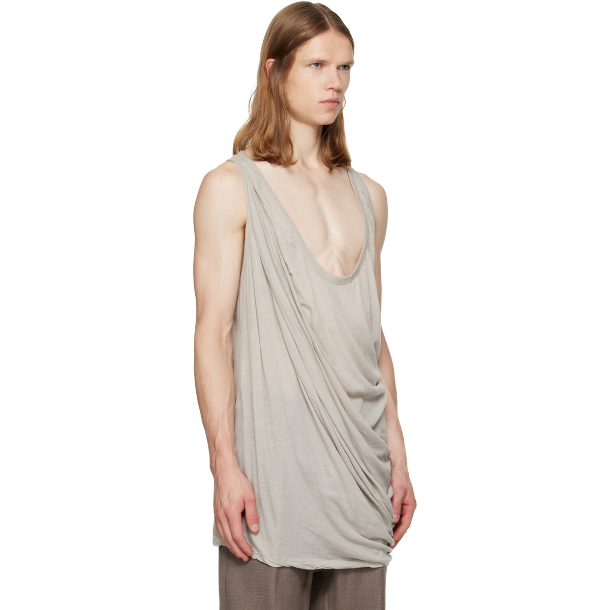 Rick Owens Off-White Tower Draped Pony Tank Top
