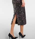 Alex Perry Leopard-print velvet midi dress