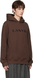 Lanvin Brown 'Lanvin' Embroidered Cotton Hoodie