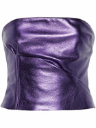 LaQuan Smith Purple Metallic Leather Top