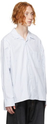 Loewe White & Blue Jacquard Open Collar Shirt